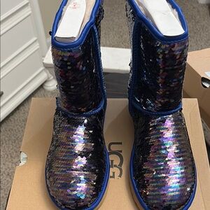UGG Women's Classic Short Sequin Boots - Navy